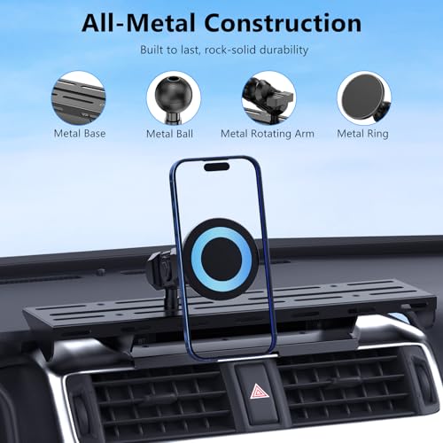 DIAMOOKY Metal Magnetic Phone Mount for Toyota 4Runner 2024 2023 2022 2021 2020-2010 5th Gen 4runner Accessories Dash Cell Phone Holder Adjustable Phone Stand Fit for All Smartphone by DIAMOOKY - Image 7