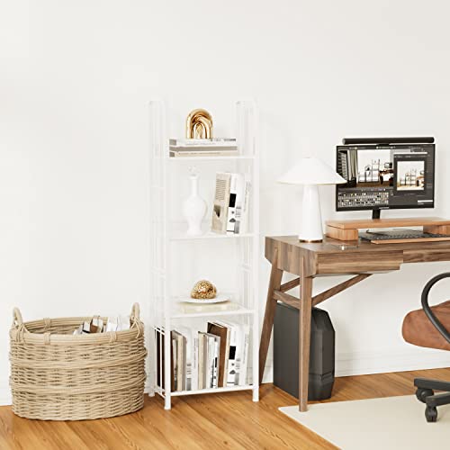 Azheruol Bookshelf Storage Shelf Small Bookcase Freestanding Storage Stand For Living Room Bedroom, Kitchen, Rust Resistance, Easy Assembly Free Combination Multi-Functional Organizer (4 Tiers, White) #TOP5