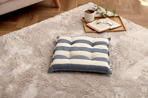 イケヒコ コーポレーション クッション オーガニックコットン seat フロー シート ネイビー 約43×43cm 手洗い インド綿 ボーダー 日本製 通年 オールシーズン #1210880190201