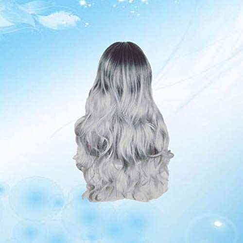 Mobestech 1 pç peruca longa colorida encaracolada cabelo gradiente extensão capa de cabelo peruca ca