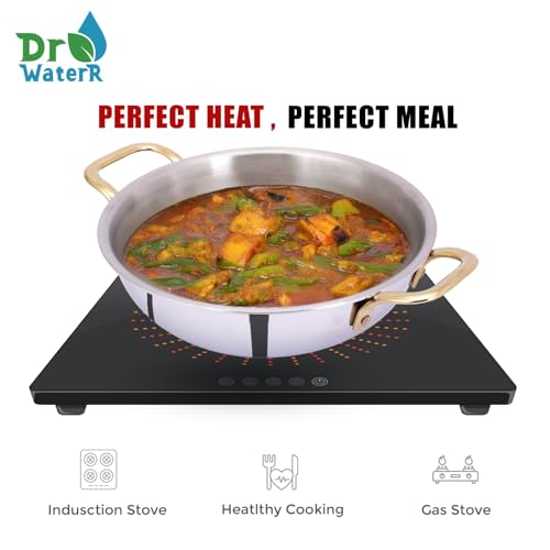 Image of Stainless Steel Triply Cookware Set of 4 Kadai 24cm- 2.4L, Frypan 24cm, Saucepan 18cm & SS Lid with Gold PVD Handle |Gas Stove & Induction Base| 5 Year Warranty - Silver 3.5kg