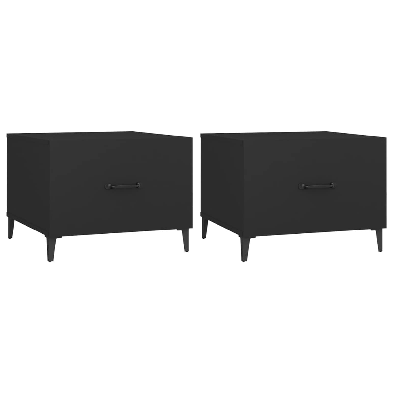 Homgoday Lot de 2 tables basses avec pieds en métal pour salon, salle de réception d'invités, chambre à coucher et mobilier de bureau Noir 50 x 50 x 40 cm