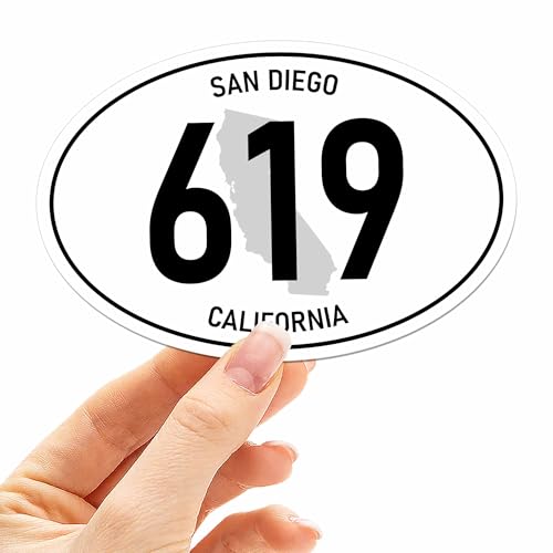 619 San Diego Area Code Sticker, White Oval San Diego