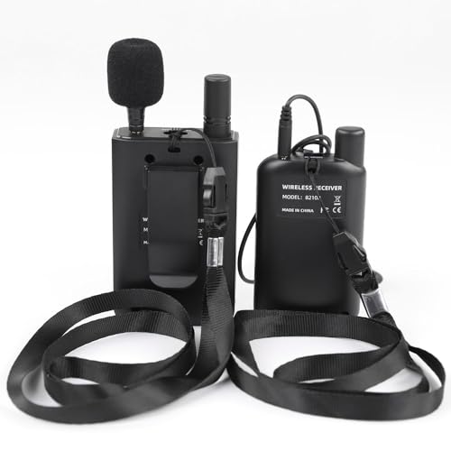 AGJ Wireless Tour Guide System, Tour Guide Headsets, Tour Guide Microphone 1 Transmitter 15 Receivers 1 Charger Simultaneous Interpretation System Court Church Translation System for Training Teaching