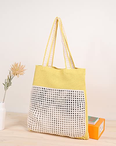 Image of ENBEI Beach Bag Crochet Tote bag for Women,Aesthetic Boho Large Bag,Foldable&Lightweight,Shopping,Beach,Travel,Daily Use