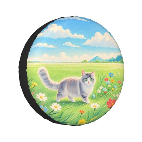 Image of Funny Cat Spare Tire Cover Wheel Protector Weatherproof Wheel Cover Universal Decorative Accessories for Camper RV SUV Travel Trailer 17 inch