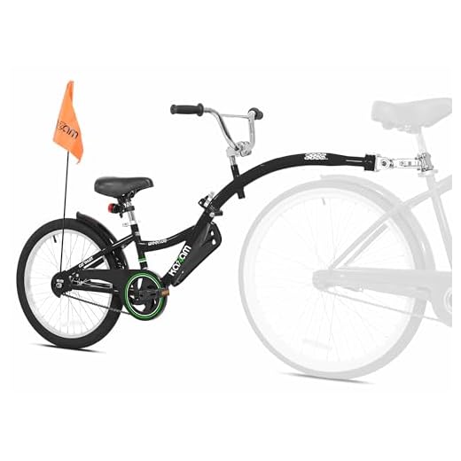 KaZAM Co-Pilot Bike Trailer - 20 Inch Bike Trailer with Adjustable BMX Stem and Handlebar - Lightweight Aluminum Frame and Padded Saddle for Cycling - Perfect for Family Rides - Black