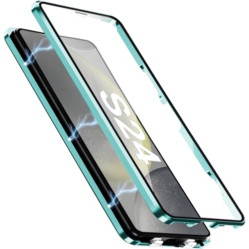 Hovisi [Metal Material] for Samsung Galaxy S24 Case, Full-Body Military Grade Drop Protection Outdoor Phone case with Built-in Glass Screen &Camera Lens Protector, (Green, S24) by Hovisi - Used condition - US$8.13