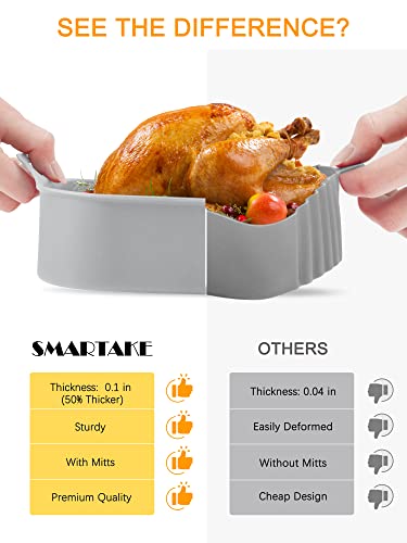 Smartake Air Fryer Silicone Liner, 8.7 Inch Heavy-Duty Air Fryer Pot, Extra Thick & Easy Cleaning, Food-Grade Reusable Durable Air Fryer Basket Accessories, 8. 7X8.7X2.6 Inch For 7-9Qt, Square - Grey #TOP2