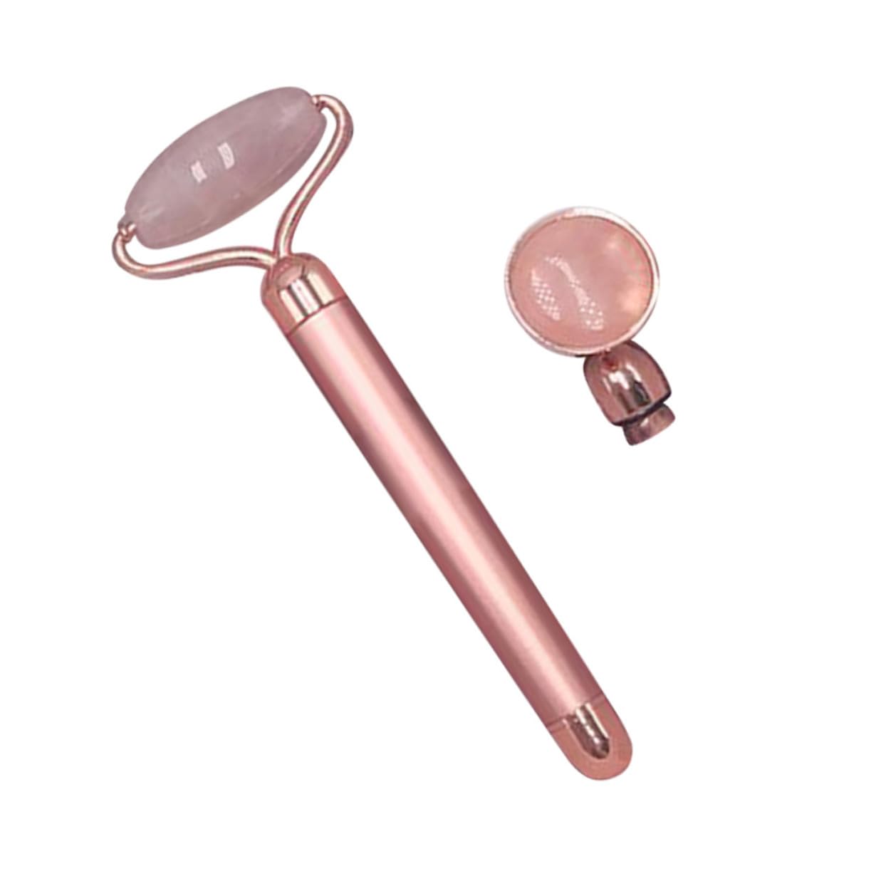 Rodillo de Jade Vibratorio para Masaje Facial Herramienta de Belleza para Afinar y Reafirmar el Rostro Diseño Ergonómico Portátil Rosa Dorado Promueve Circulación y Piel Firme