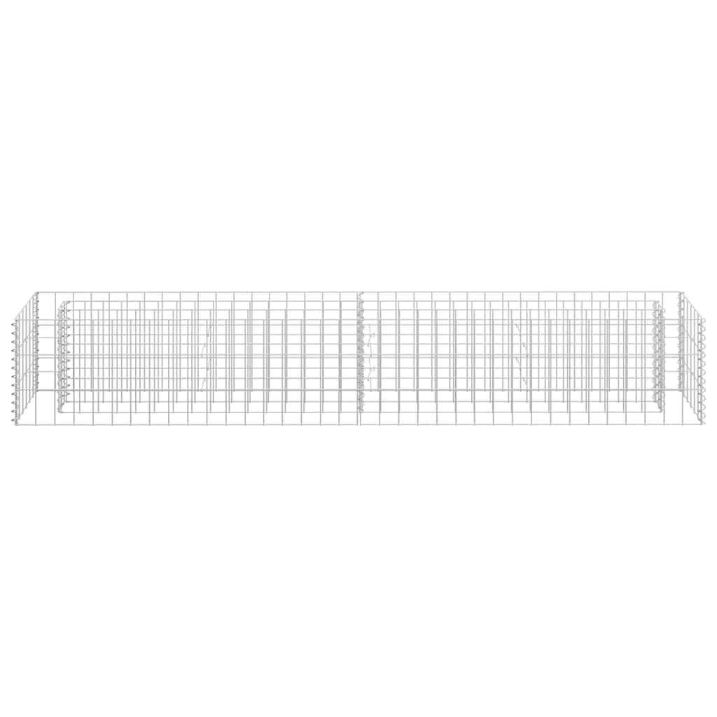 Gabionen-Hochbeet aus verzinktem Stahl 180 x 30 x 30 cm, Pflanz Gefäß für Garten Terrasse Balkon und Fensterbank, für Blumen Kräuter Gemüse, Silber