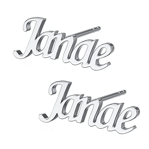 Fencci Personalized Name Earring Stud 10K/14K/18K Solid Gold Personalized Name Earrings Made Any Name Earrings Real Gold Custom Name Earrings For Women Gold Nameplate Earrigns Girls Jewelry Gift For Mother's Day Birthday Christmas #TOP1