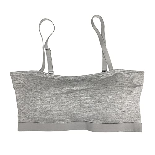 Soporte para garganta para mujer, liso, informal, interior, antideslizamiento, corto, expositor, ombligo, tirantes y almohadillas, base, cuello recto, Top sin tirantes y sujetador, gris, S