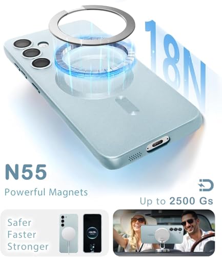 Image of DIZORO Samsung A26 Case, Compatible with Mag Safe Back Cover, Matte Luxury Metallic Luster Flexible TPU Wireless Charging Shockproof Case with Camera Protector Lens (Sierra Blue)