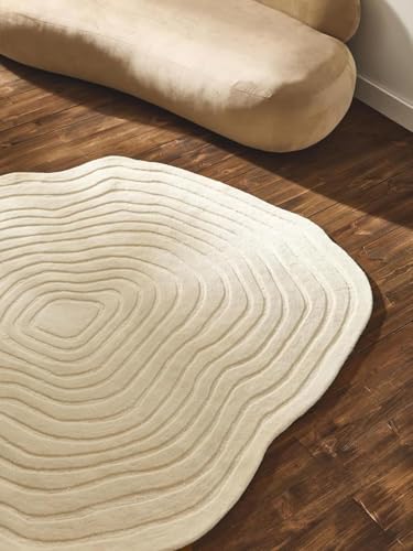 Image of New Export Premium Superfine Irregular Shape Handmade Tuffted Pure Woollen Carpet for Hall Living Room & Bedroom Size 4x6