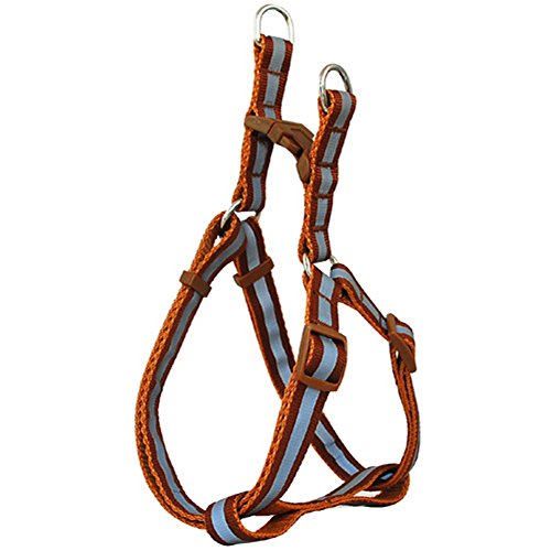B-JOY réglable harnais pour chien réfléchissant, step-in harnais pour animaux, corps chien harnais avec bandes réfléchissantes, laisse animal de compagnie, plusieurs couleurs (marron)