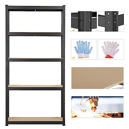 Miniatura 5 de Yaheetech Set De 2pcs Estanterías Metálicas Galvanizadas Estanterias Almacenaje 5 Baldas Estante Cargas Pesadas Para Garaje Sin Tornillos 180x90x30cm Carga 875 Kg
