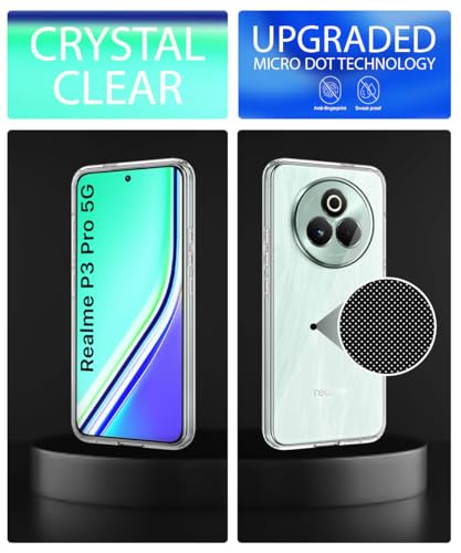 Image of WOW IMAGINE Transparent Back Cover Case for Realme P3 Pro 5G | Raised Bumps for Full Device & Camera Protection Shockproof TPU Silicone Back Case Mobile Cover - Transparent
