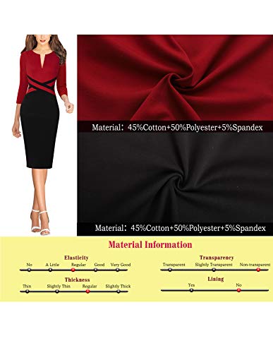 Vfshow E671C-L Womens Red And Black Colorblock Patchwork Slim Zipper Up Work Business Office Party Bodycon Pencil Sheath Dress 6472 Red Xxl thumb #6