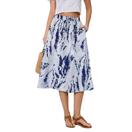 Image of Witsmile Women's Summer Pleated High Waisted Casual Flowy Skirt Pockets