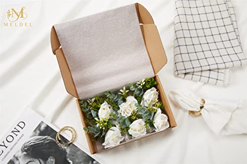 Meldel White Ivory Rose Wrist Corsage, Set of 6, Wedding Bridal Flower Corsage Hand Decor for Prom Party Homecoming, Wristband Flowers Bride, Bridesmaid, Girl