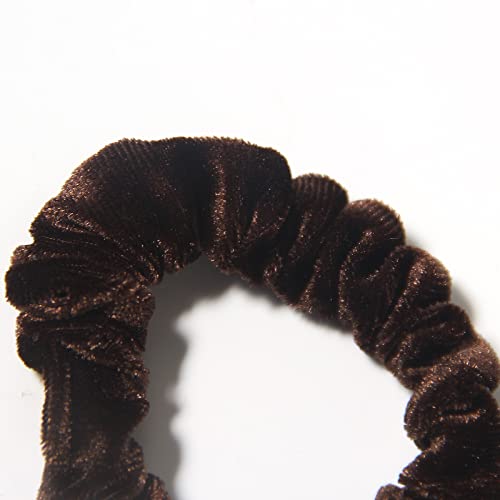 Lfouvre MYH2319CF Pack Of 10 Small Velvet Scrunchies For Women Hair Accessories, Mini Thin Elastic Hair Ties thumb #6