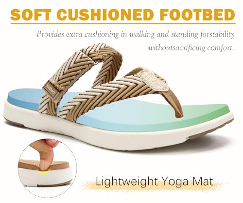 Image of COFACE Womens Trendy Orthotic Flip Flops Lightweight Yoga Mat Thick Cushion Walking Thong Sandals Adjustable Slip On Slippers With Comfortable Plantar Fasciitis Arch Support