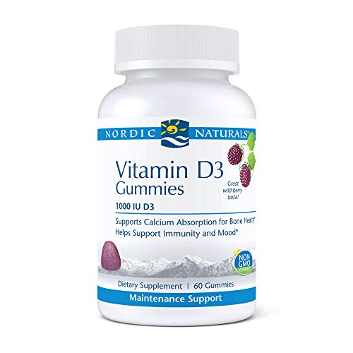Nordic Naturals Pro Vitamin D3 Gummies, Wild Berry - 1000 IU Vitamin D3-60 Gummies - Great Taste - Healthy Bones, Mood & Immune System Function - Non-GMO - 60 Servings