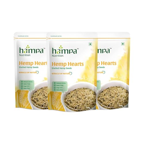Image of Hampa Hemp Hearts -125g, Pack of 3 | Shelled Hemp Seeds for Eating