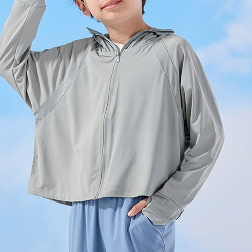 Girls Rash Guard Jacket 𝗨𝗩 Long Sleeve Cool Lightweight Breathable Kids Boys Sun Jackets with Thumbhole Zipper4