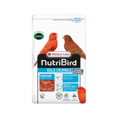 Versele-Laga NutriBird Gold Crumble rotfaktorige Vögel | 1 kg | Trockenes Eifutter für alle roten Ziervogelarten | Mit Vitaminen und Mineralstoffen| Mit Lysin und Methionin
