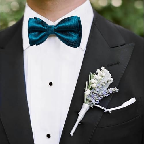 Image of DiBanGu Pre-Tied Bow Ties for Men Silk Adjustable Tuxedo Bowties Pocket Square Cufflinks Set with Lapel Pin Jacquard Woven