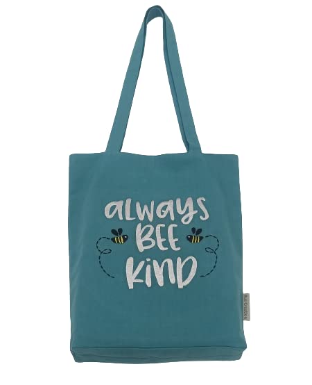 RUS CREATION Tote Bags for Womens & Girls (Pack of 1)-Turquoise & Multicolour Always Be Kind bag Embroidery,Multi Purpose Stylish Cotton shoulder bag,Canvas Totes for College,Office bag (B0BTW6BCN8) Amazon Price History, Amazon Price Tracker