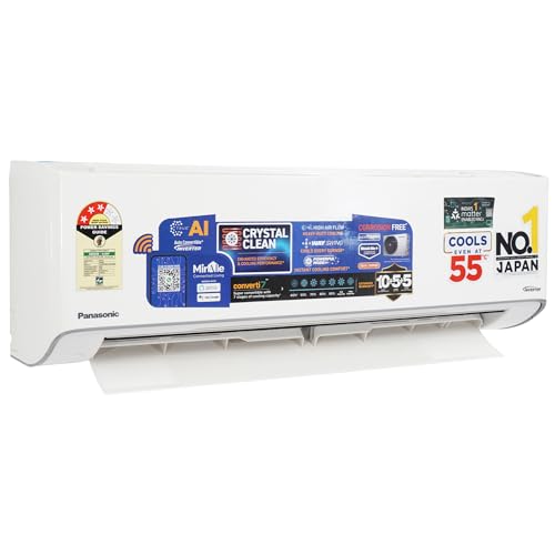 Image of Panasonic EU 7 in 1 Convertible 1Ton 3Star Smart Inverter Split,(100%Copper Condenser, CS /CU-EU12BKY3FM),With MirAie & Matter Certified 55Tested, High CFM & Eco tough Outdoor Crystal Clean Technology