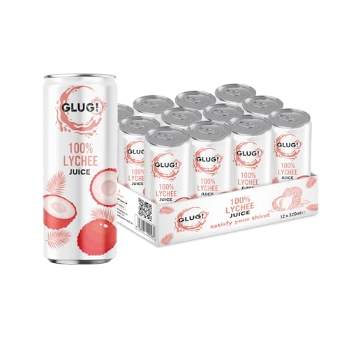 GLUG! 100% Lychee Fruit Juice Healthy Juice Drink With No Added Sugar (12X320ML)