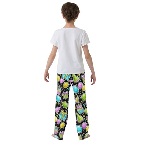 ZZXXB Happy Birthday Party Boys Long Pants Soft Trousers Elastic Waist Kids Lounge Bottoms with Pockets S-XL3