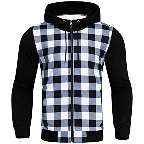Sweatshirts cardigan décontractés pour hommes, veste légère de sport à carreaux