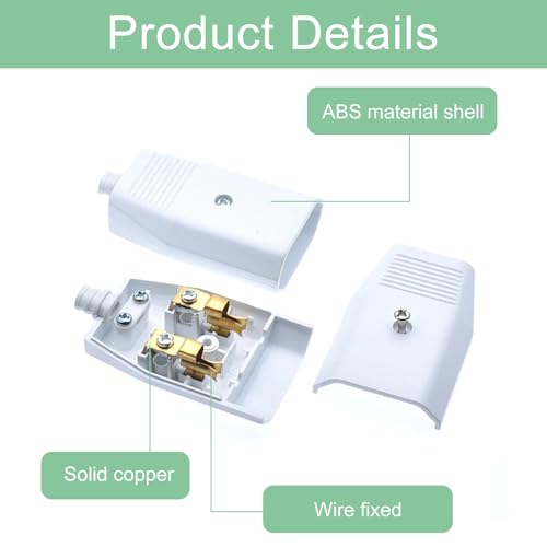 zoerbufan Eurokupplung Flach, 2 Stücke Euroflachkupplung Kupplung 250V/2,5A, Eurostecker Flach Schuko Kupplung Flach mit Zugentlastung (Weiß)