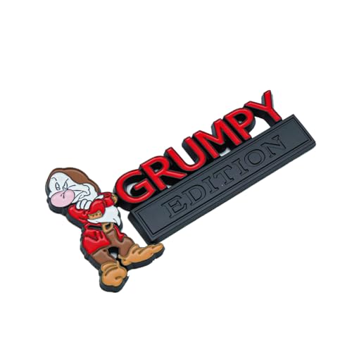 Image of Pair Set Grumpy Edition Emblem 3D Metal Side Rear Badge Nameplate Sticker Replacement for Vehicle, Truck, SUV, Door Decoration (Red)