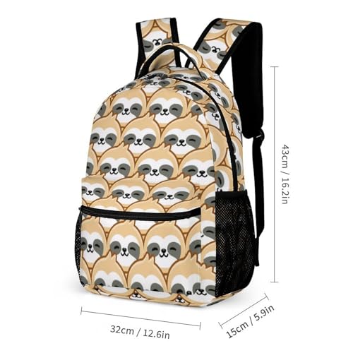 Sloth Backpack with Lunch Box & Pencil Case, 16 Inch Cute Sloths Themed Bookbag, Adjustable Lightweight Large Capacity, Colorful Daily Casual Backpacks Set with Lunch Bag2