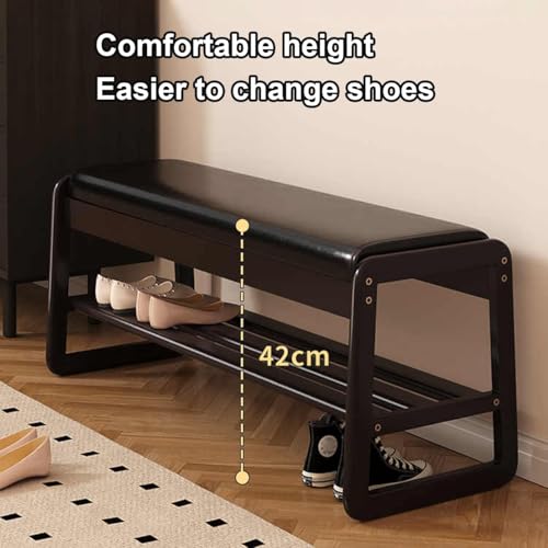 Meuble à chaussures pour entrée étroite : l'astuce rangement avec banc rembourré doux