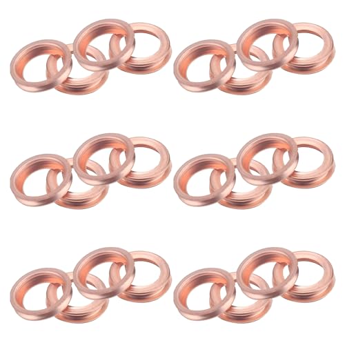 Image of 24 PCS M12 Oil Drain Screw Gasket, T2 Copper Engine Oil Drain Plug Compression Sealing Washer, Compatible with Nissan X-Trail New Nissan Teana /Sunny Livina Sylphy Tiida (Gold)