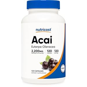 Nutricost Acai Extract 2,200mg, 120 Vegetarian Capsules (Euterpe Oleracea) from 550mg of 4:1 Extract – Non-GMO, Gluten Free