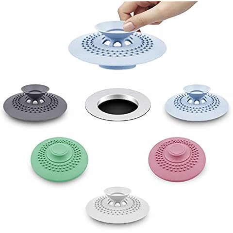 5 Pack Shower Drain Stopper - Silicone Bathtub Sink Stopper Hair Trap Hair Catcher Bathtub Drain Strainers Protectors Cover for Floor Laundry Kitchen and Bathroom Cover