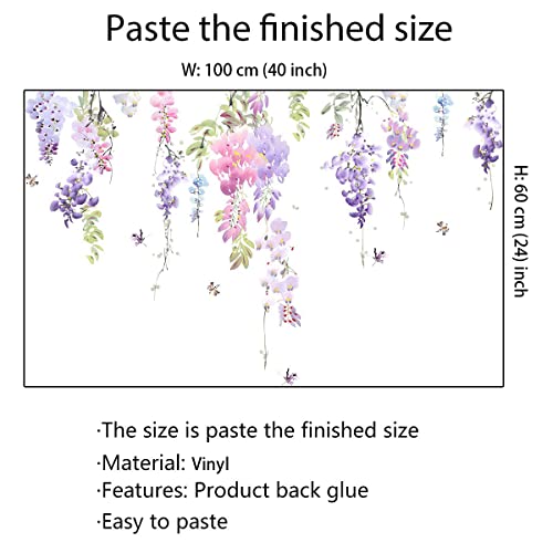 Runtoo Vinilo Decorativo Floral Morado para Pared miniatura 4