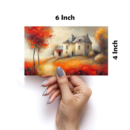 Image of SiddArtify Autumn Landscape Wall Art Prints Set - Impressionist Countryside Poster Decor for Living Room Bedroom - Set of 2-4x6 Inch - Board (Pack of 6) - Sticker (Pack of 6)