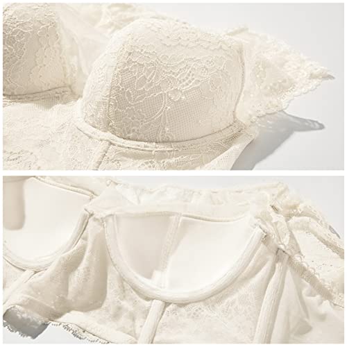 Image of DOBREVA Women's Lace Corset Top Sexy Bralette Bustier Bra Underwire Plus Size Crop Top