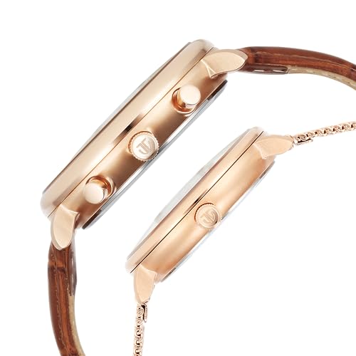 Titan Bandhan Quartz Analog with Date Green Leather and Stainless Steel Strap for Couple-9400794207WZ03P - Image 3