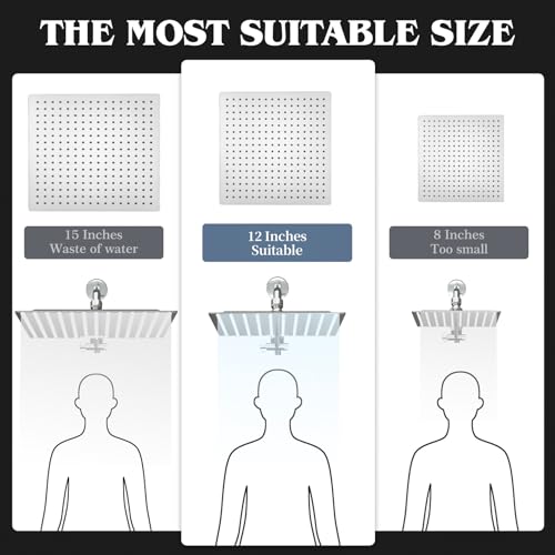 Image of 12 Inch Shower Head, Rain Shower Head with Adustable Extension Arm, Detachable Silver Rina Shower Head with Handheld Spray, High Pressure Shower Hose with Holder in Bathroom(Silver)