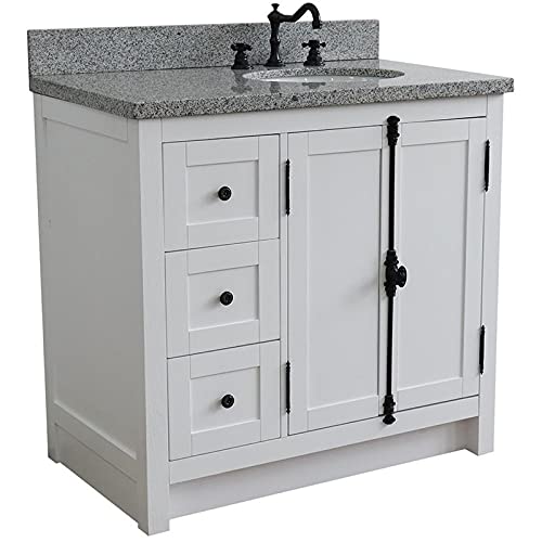 Plantation Solid Wood Vanity With Right Oval Sink In Glacier Ash/Gray #TOP25